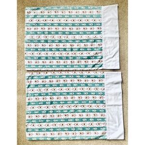 VTG‎ Pink Roses Striped Standard Pillow Case/Cover (2) Springmaid